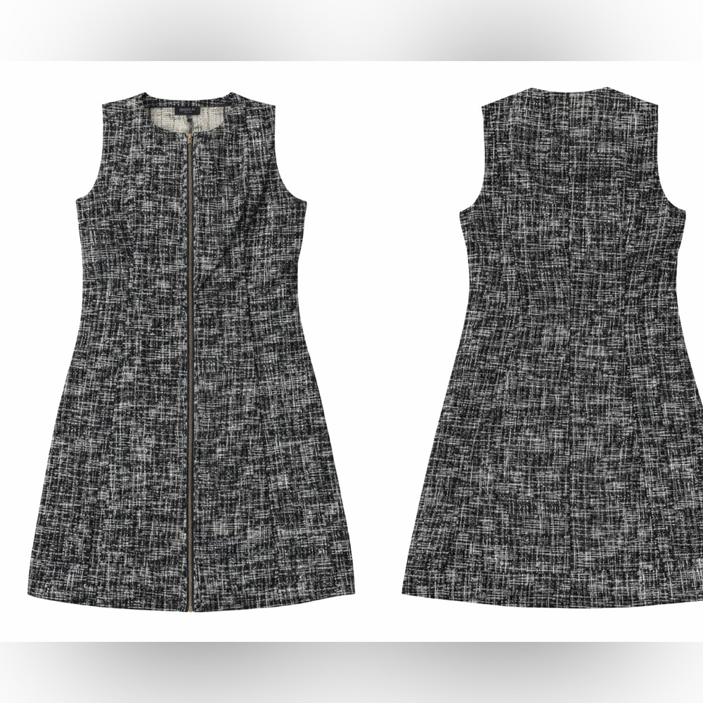 Lafayette 148 Tweed Sleeveless Zip Front Dress Size 8